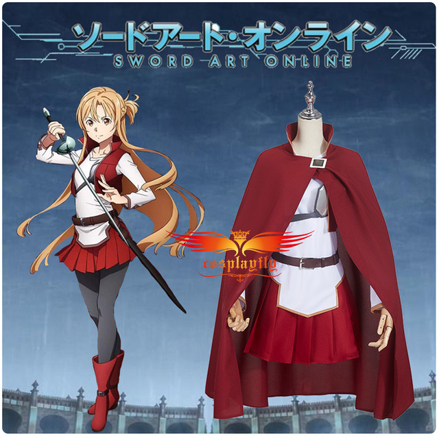 Anime SAO Sword Art Online Asuna Yuuki Cosplay Costume for Women Adult  Outfits Red Cloak Top Belt Skirt Accessories Halloween - AliExpress